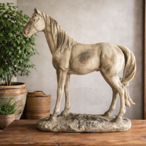 Paardensculptuur Lipizzan in steen-finish